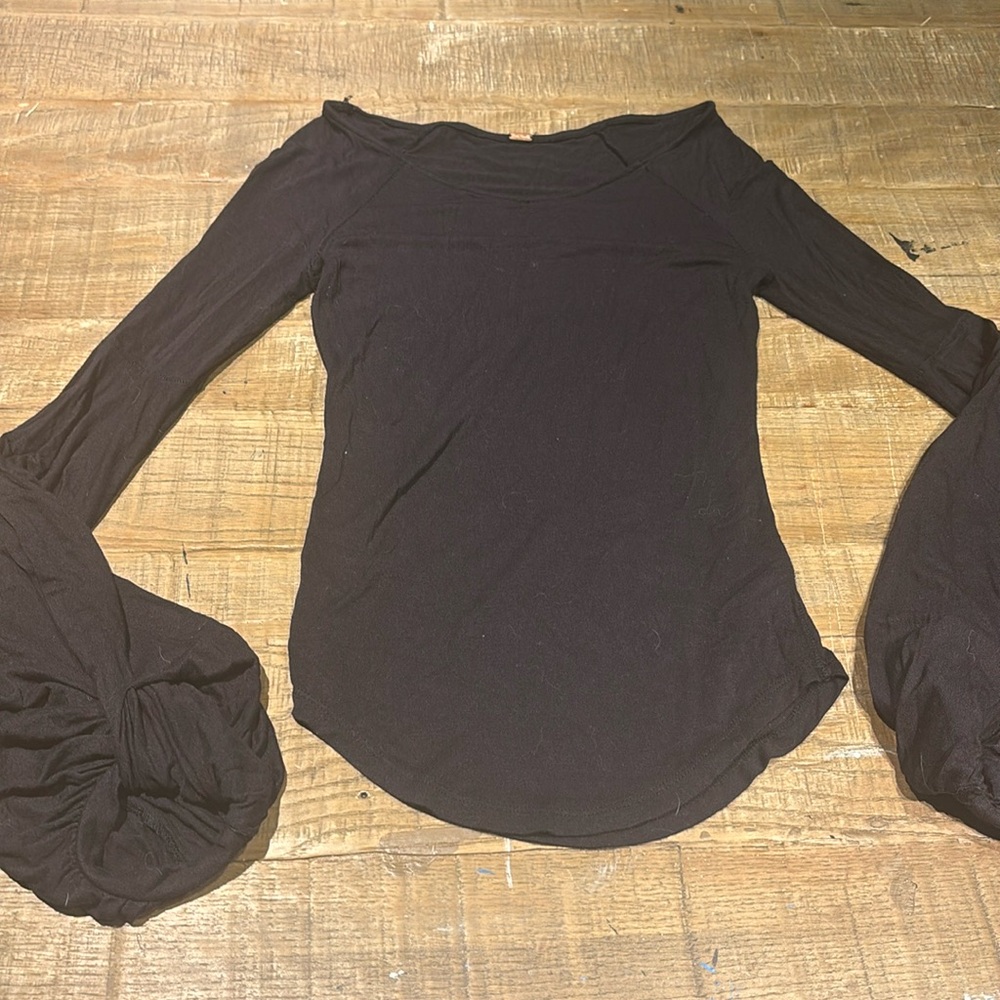 Free People black long sleeve top